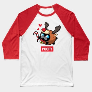 Poopy Christmas Pug Baseball T-Shirt